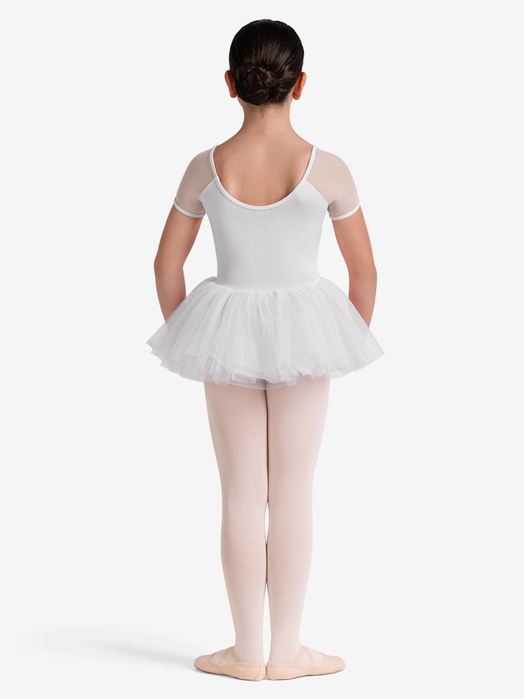 
                      
                        Young girl in a white ballet outfit with a tutu on a white background
                      
                    