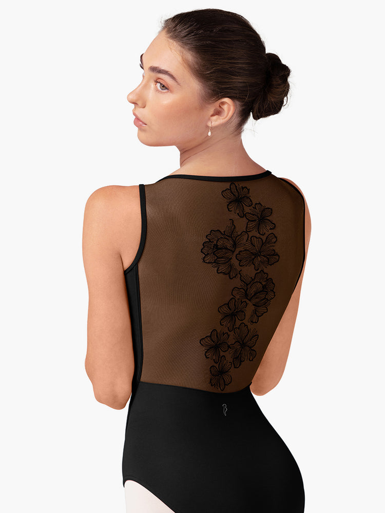 Ladies Emma Floral Boat Neck Leotard