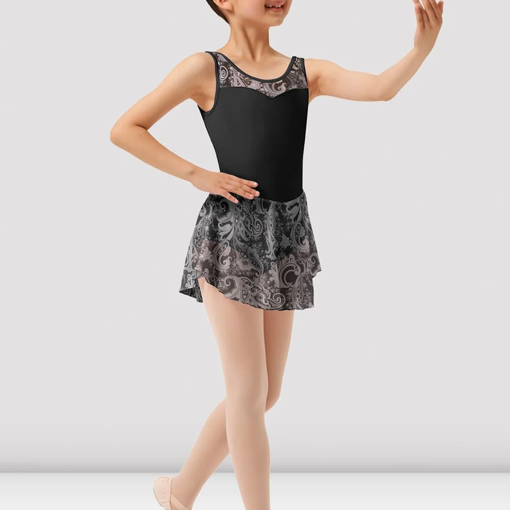 Girls Mirella Paisley Scoop Neck Skirted Leotard