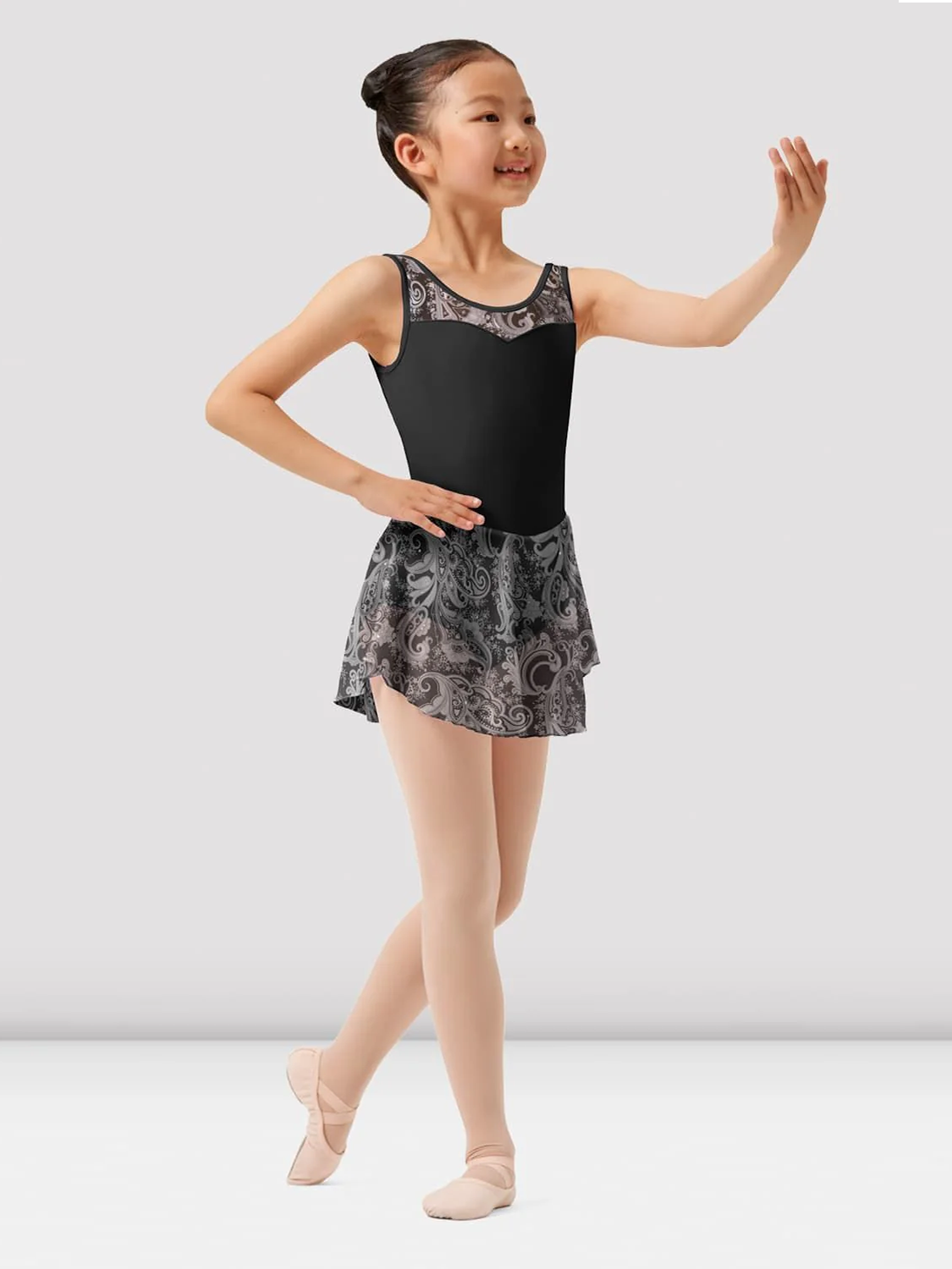 Girls Mirella Paisley Scoop Neck Skirted Leotard