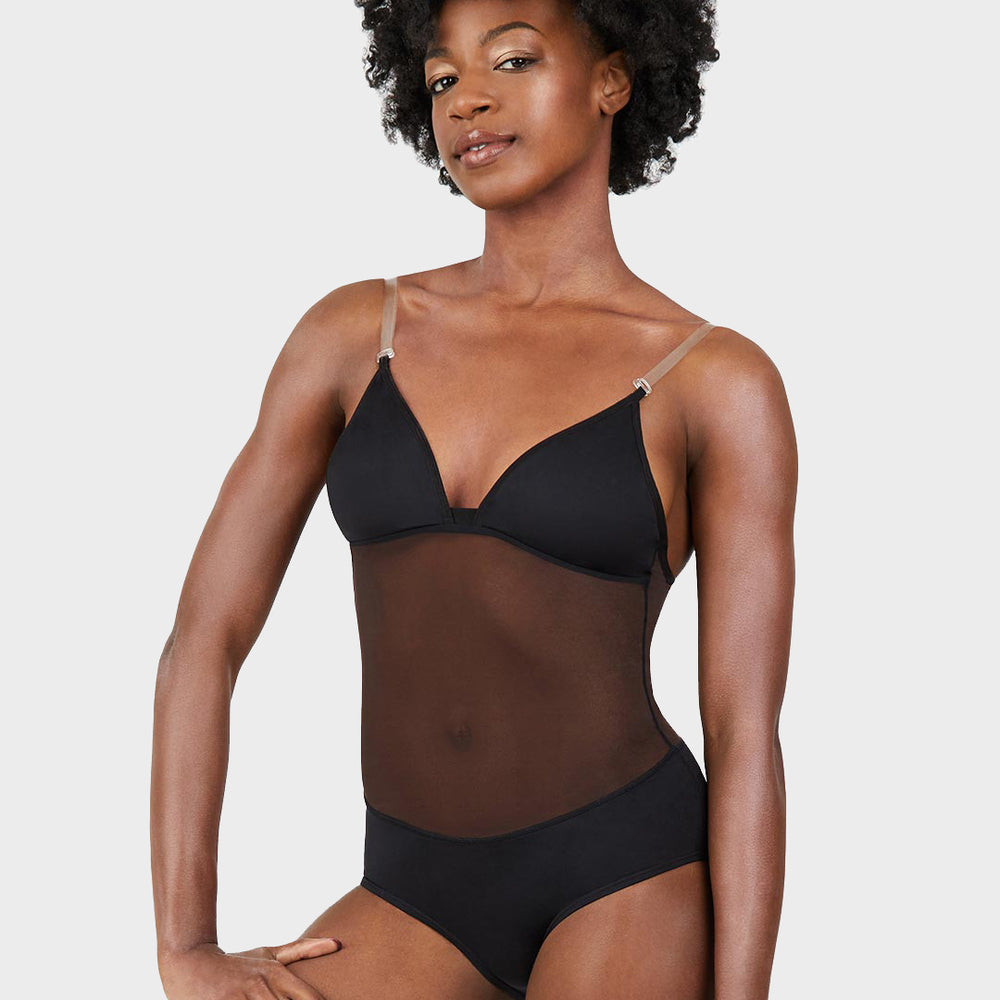 
                      
                        Plunge Neck Mesh Midriff Leotard
                      
                    