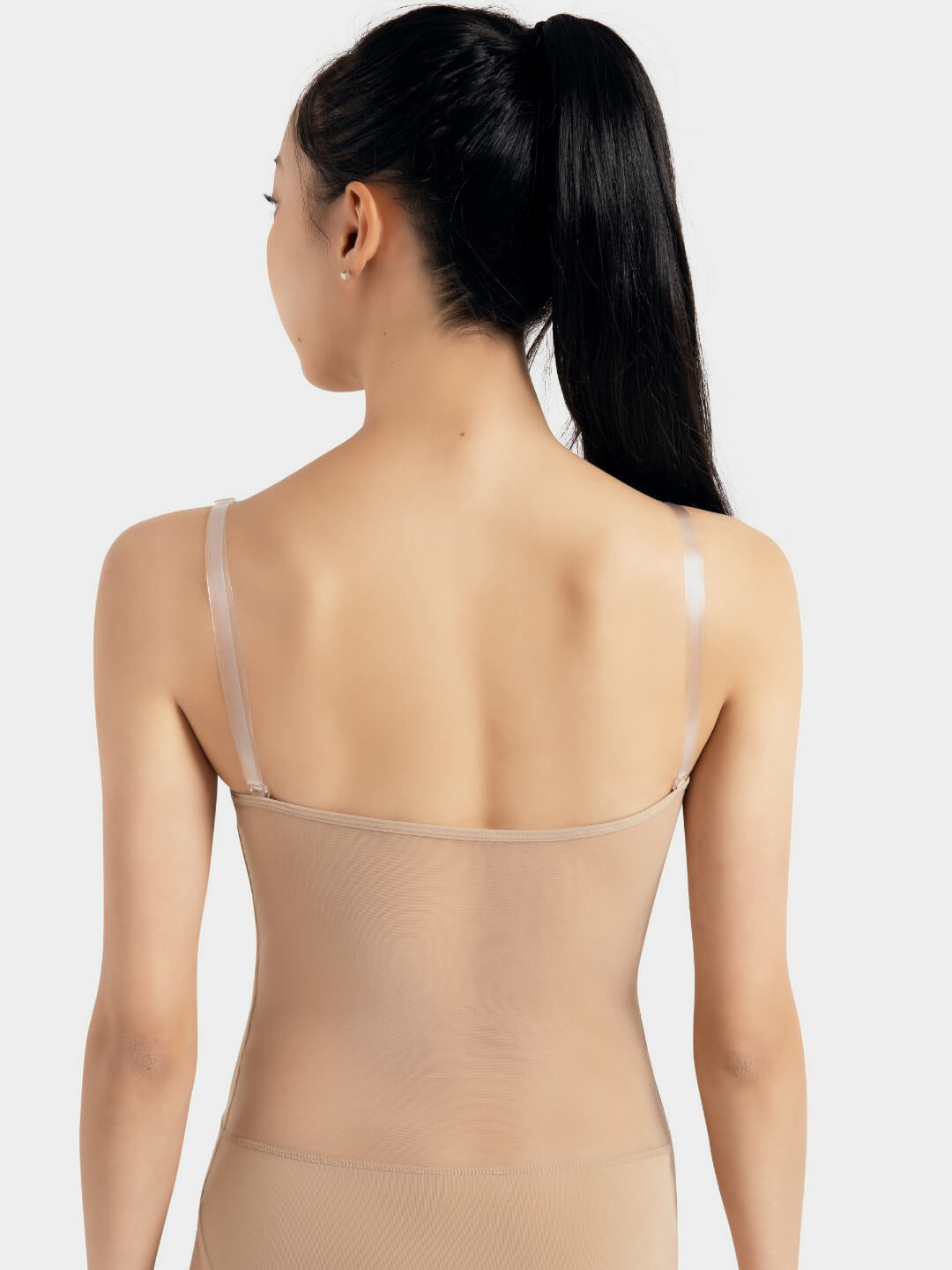 Plunge Neck Mesh Midriff Leotard