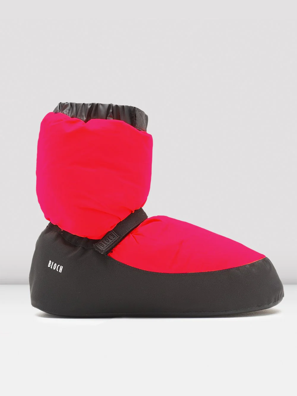 Red and black booties on a grey background
