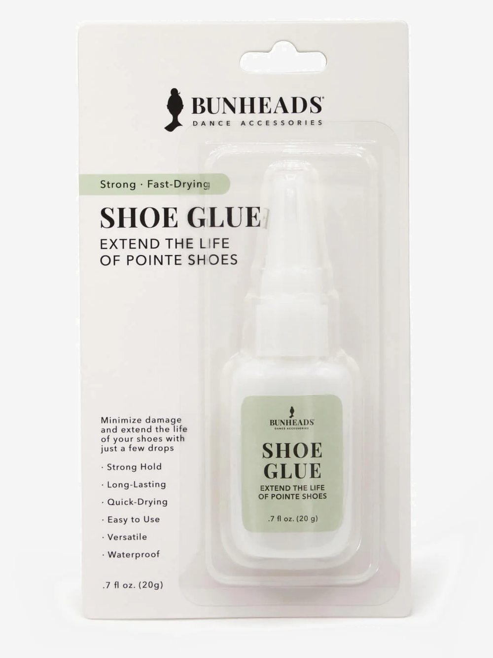Bunheads shoe glue packaging on a white background
