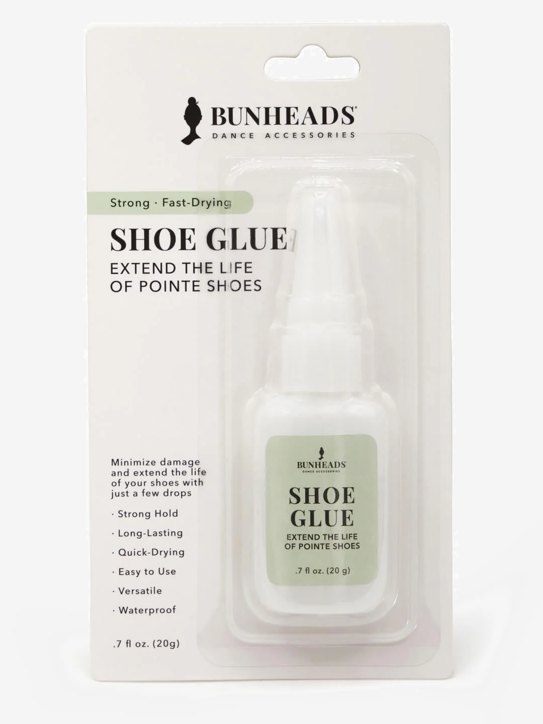 Bunheads shoe glue packaging on a white background