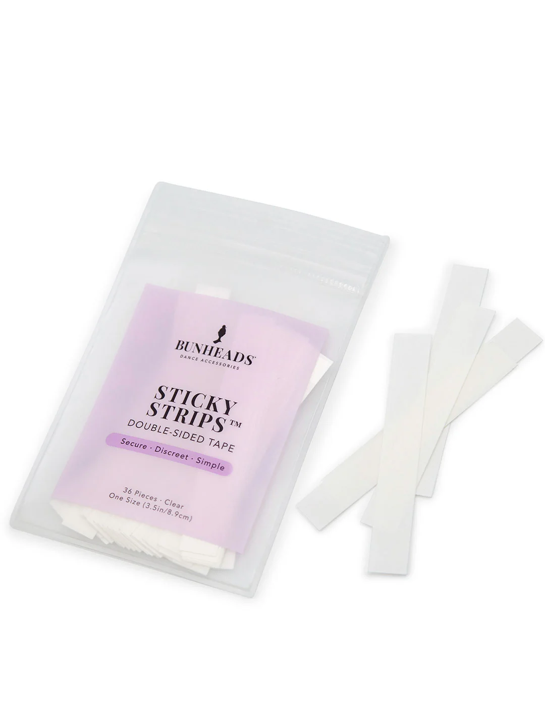 Pack of Bunheads Sticky Strips double-sided tape with a white background
